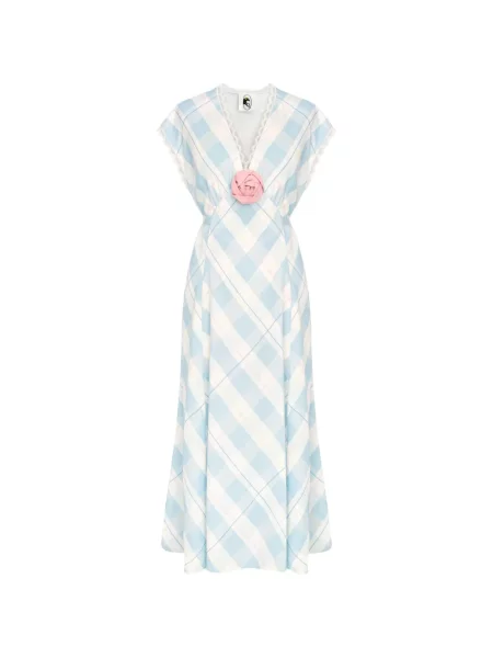Rochie midi Sleeper cu model floral cu aplicații albastru