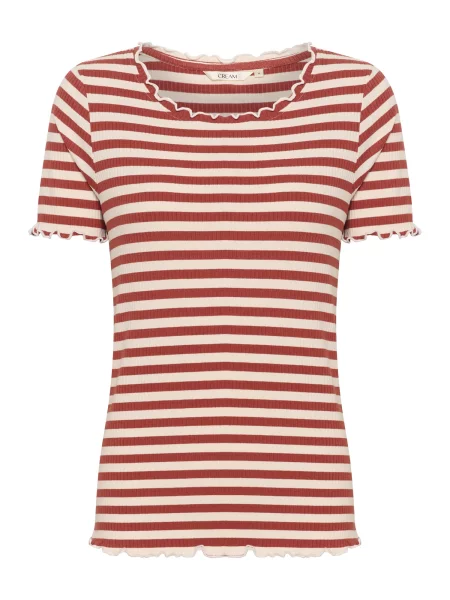 Cream Tricou Ribba deschis / roșu ruginiu bej