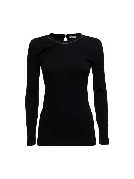 Top Brunello Cucinelli z okrągłym dekoltem czarny