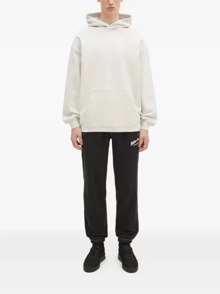 Spodnie cargo Adidas w paski z nadrukiem czarne