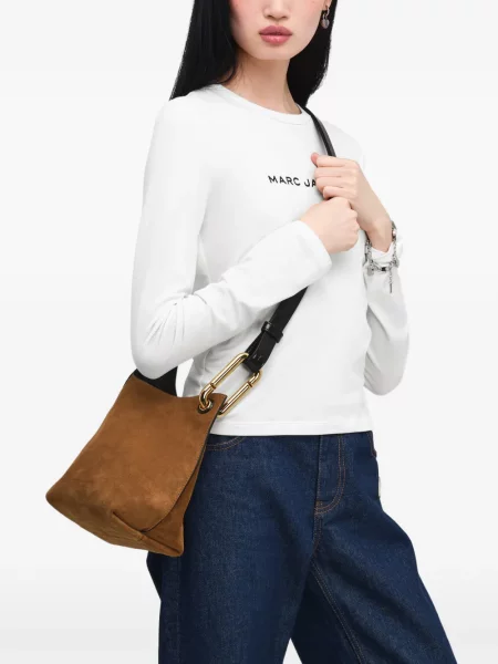 Geantă Marc Jacobs din piele de căprioară maro