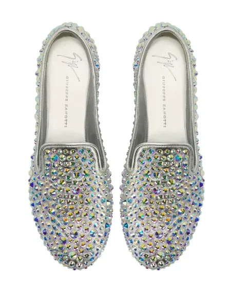 Pantofi loafer Giuseppe Zanotti din piele argintiu