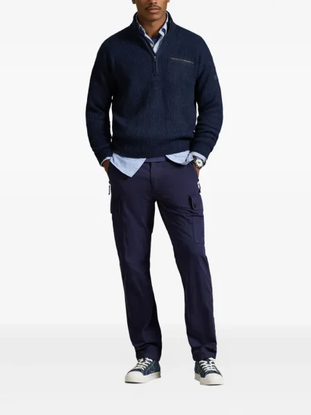 Dlouhá pruhovaná s límcem kšiltovka Polo Ralph Lauren modrá