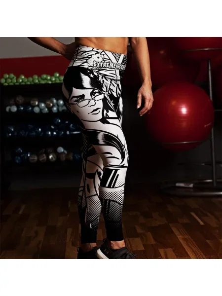 Legginsy sportowe z wysokim stanem EXTREME HOBBY COMICS czarne