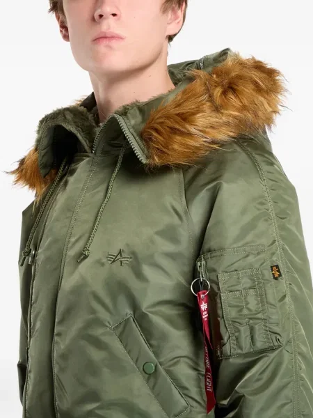 Geacă Alpha Industries cu glugă verde