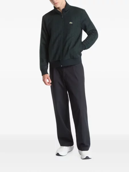 Hanorac cu fermoar Lacoste din jacard verde