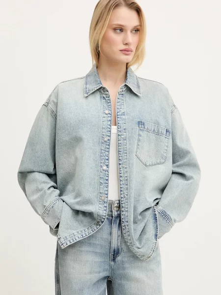 Miss Sixty cămașă din denim femei cu guler clasic relaxed albastru