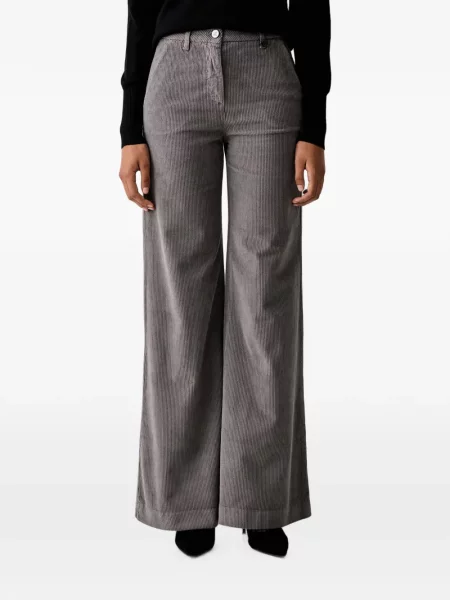 Pantaloni palazzo Luisa Spagnoli de catifea cord gri