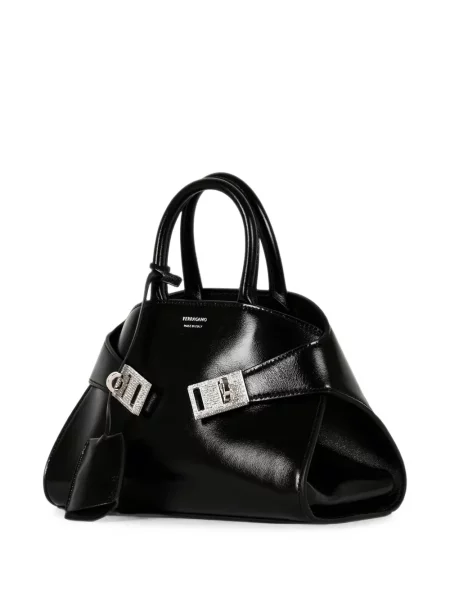 Δερμάτινη τσάντα shopper Ferragamo μαύρο