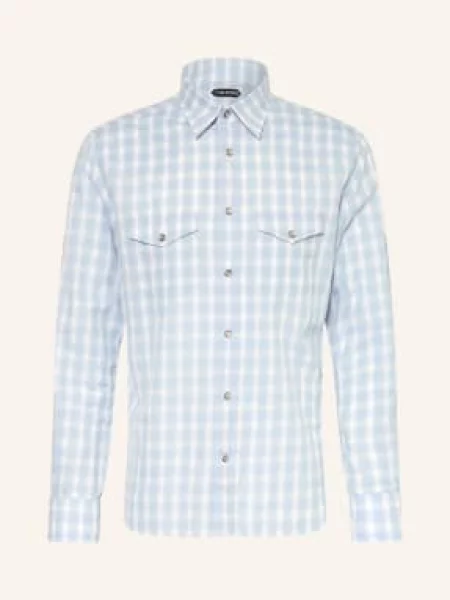 Tom Ford Košile Regular Fit tmavě modrá bílá