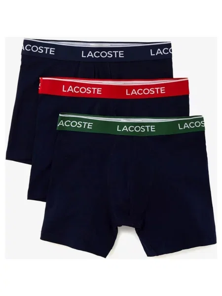 Bokserki Lacoste Stretch Cotton Logo granatowe zielone 3 sztuki XS czerwone