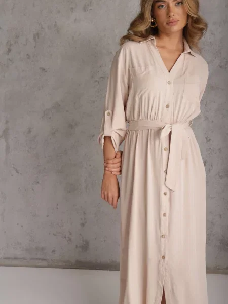 Rochie Retona deschis bej