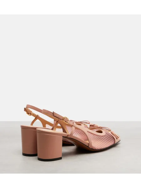 Pantofi cu toc Valentino Garavani din piele slingback roz
