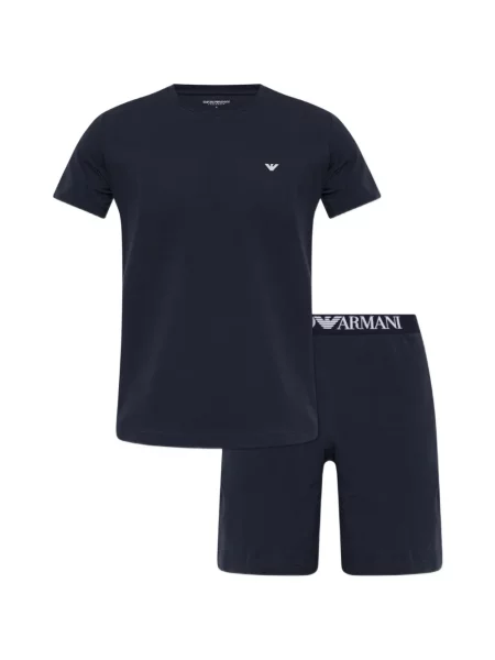 Pijamale Emporio Armani cu autograf albastru