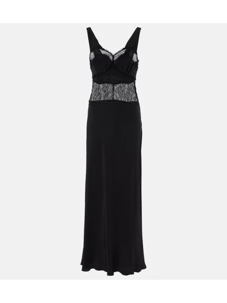 Rochie midi Victoria Beckham de mătase până la genunchi de costum negru