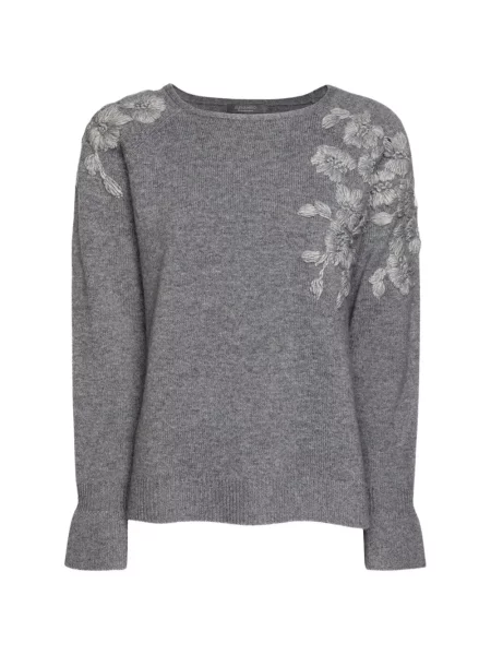 Pulover Elena Mirò cu model floral gri