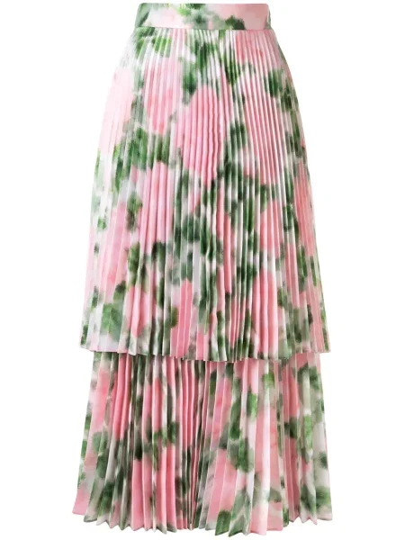 Fusta plisata Richard Quinn cu model floral cu imagine plisată roz