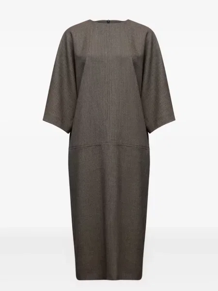 Sukienka midi Mm6 Maison Margiela do kolan garniturowa szara