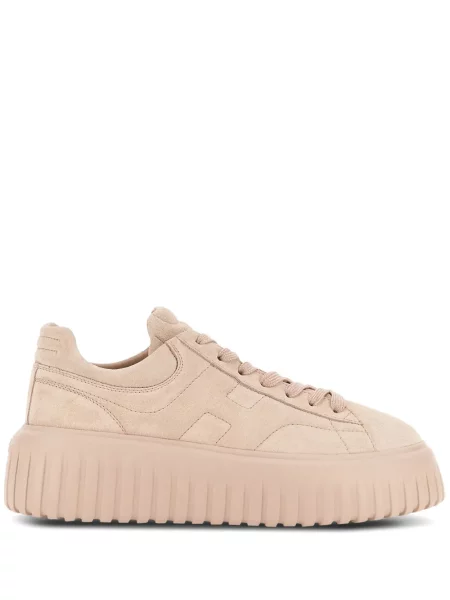 Sneakerși Hogan din piele cu dungi roz