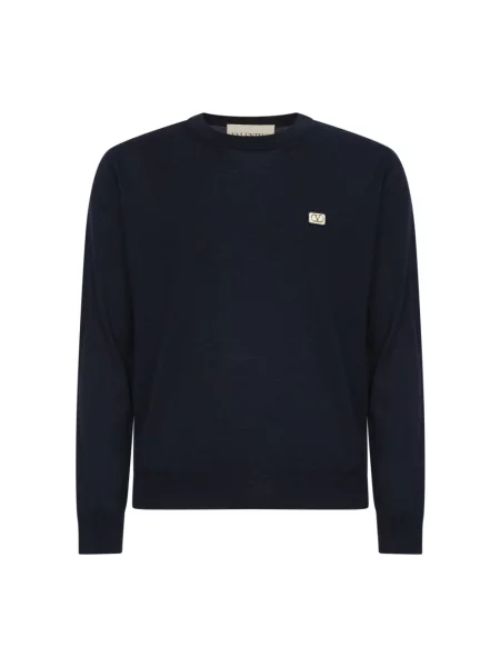 Sweter Valentino wełniany z długim rękawem niebieski