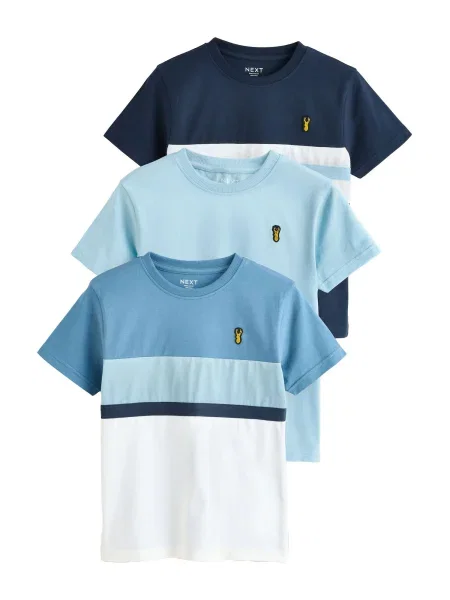 Next Tricou albastru / bleumarin / albastru deschis alb
