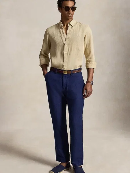 Льняная длинная рубашка Polo Ralph Lauren с длинным рукавом