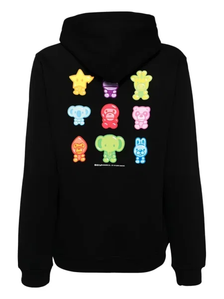 Hanorac cu glugă A Bathing Ape® cu imagine lung negru