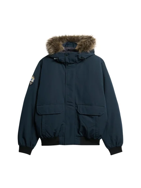 Umělá kožešina bomber bunda Superdry modrá