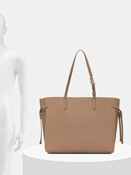 Furla torebka skórzana beżowy