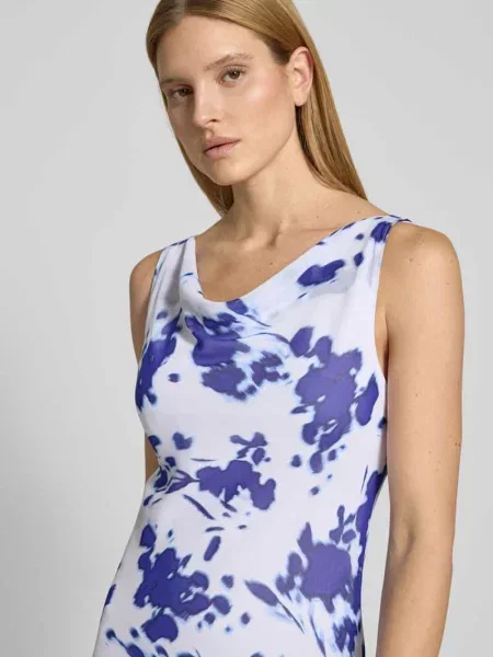 Sukienka midi z szyfonu z dekoltem typu wodospad Calvin Klein Womenswear niebieska