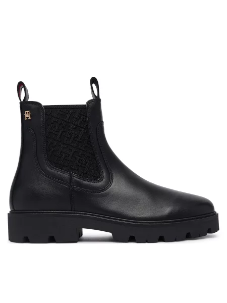 Ghete Jodhpur Tommy Hilfiger Th Monogram Leather Chelsea Boot negru