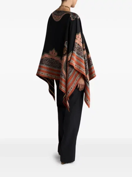 Poncho Etro cu broderie negru