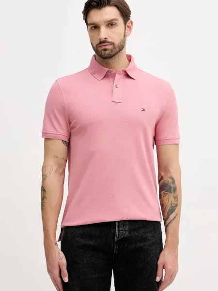 Tommy Hilfiger polo majica z elastanom roza