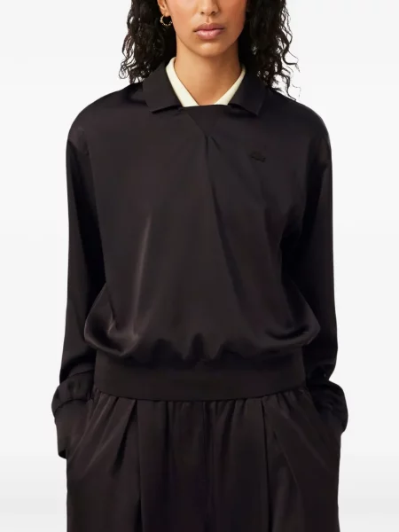 Top Lacoste din satin maro