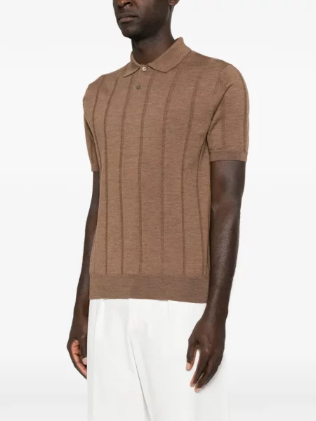 Tricou polo Canali de lână maro