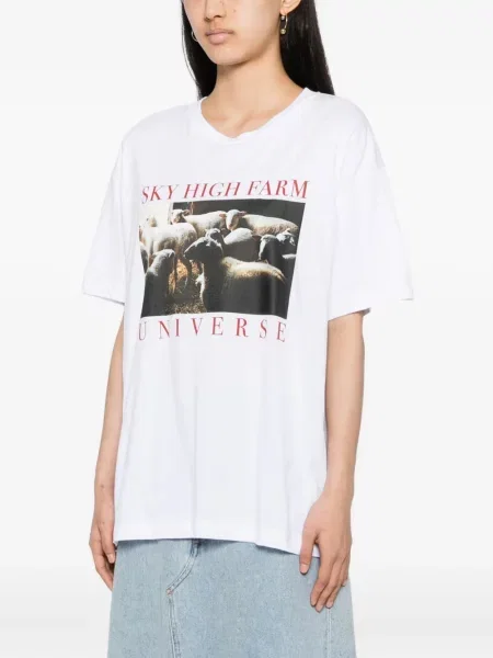 Tricou Sky High Farm alb