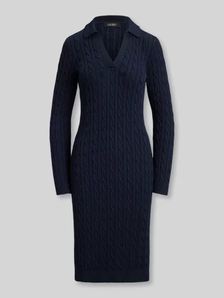 Lauren Ralph Lauren sukienka z bawełną granatowa