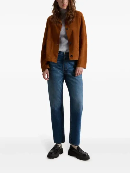 Geacă Woolrich din piele de căprioară portocaliu