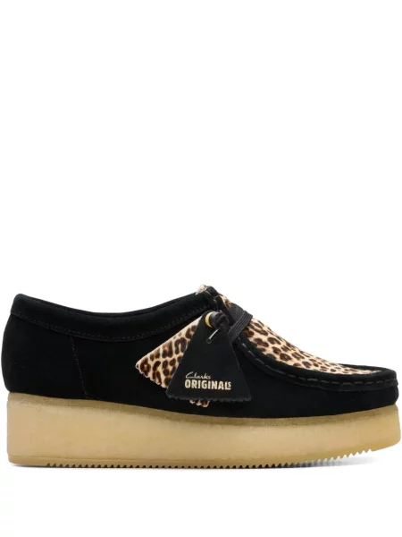 Обувки в стил дерби Clarks Originals с леопардов принт черно