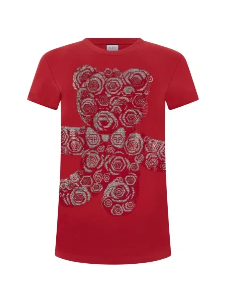 Ursuleț de pluș tricou Philipp Plein cu model floral roșu