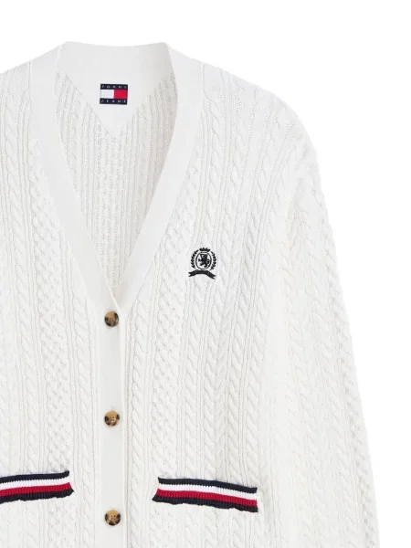 Hímzett kötött kardigán Tommy Hilfiger fehér