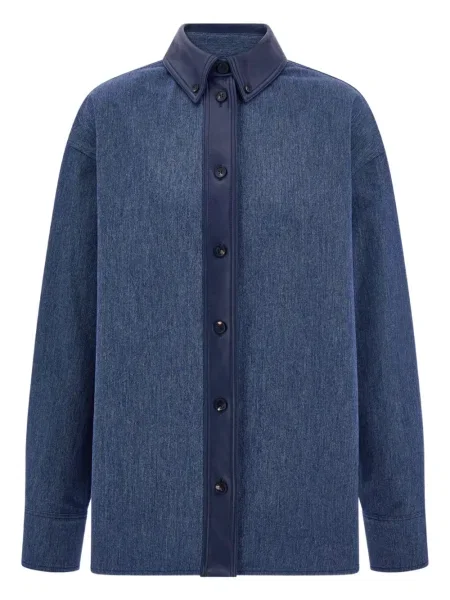 Koszula Ferragamo skórzana niebieska