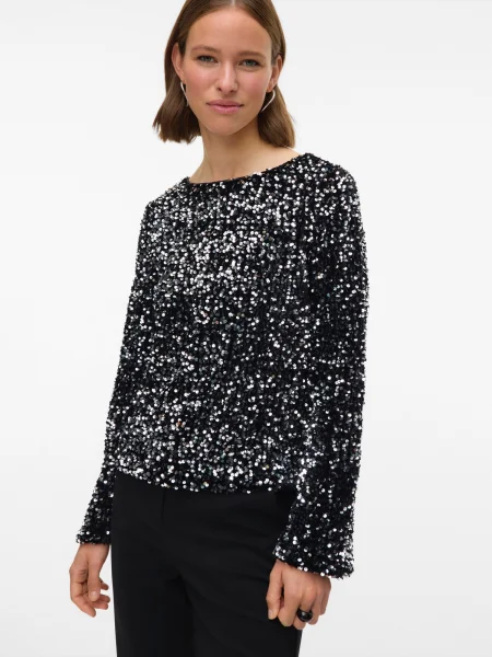 VERO MODA Bluză VMBELLA / argintiu negru