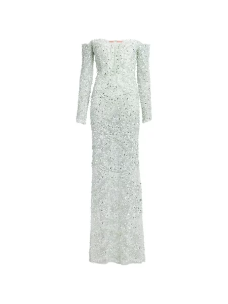 Rochie maxi Elie Saab cu broderie verde