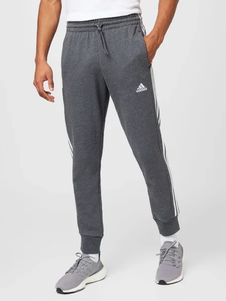 Csíkos frottír melegítőnadrág Adidas szürke