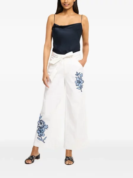 Pantaloni Cinq A Sept cu model floral alb