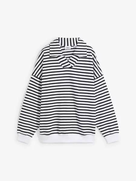 Bluza oversize z dekoltem w serek i kołnierzykiem polo biała