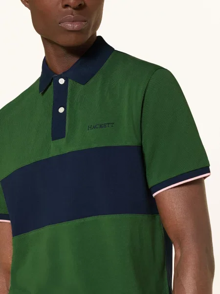 Hackett London Polokošile Z Piké zelená / tmavě oranžová / tmavě modrá