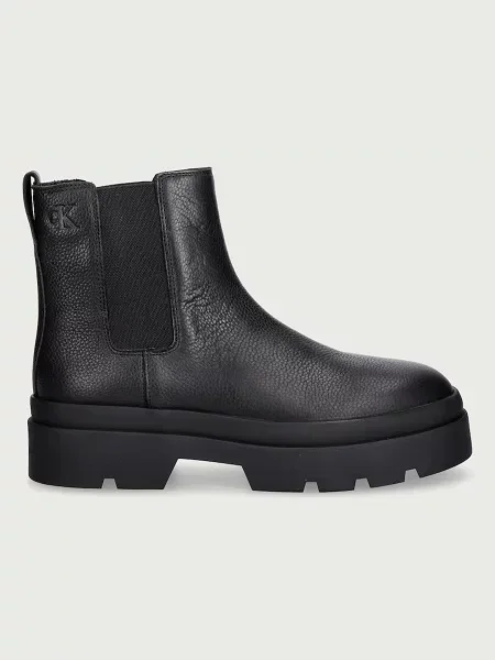 Calvin Klein Bőr bokacsizma fekete