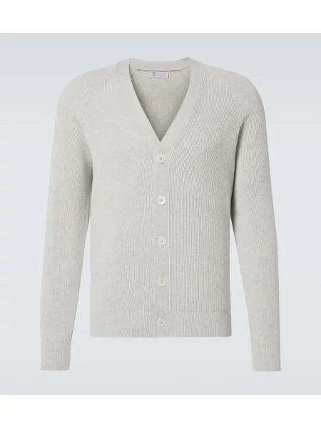 Dzianinowy kardigan Brunello Cucinelli szary